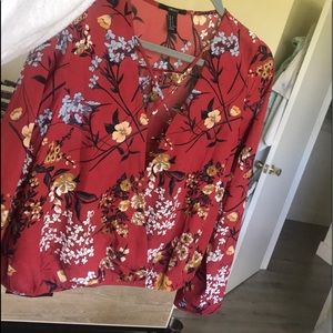Never worn red flowy going out top